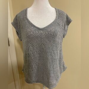 Xhilaration grey open knit short sleeve sweater​​​​​​​